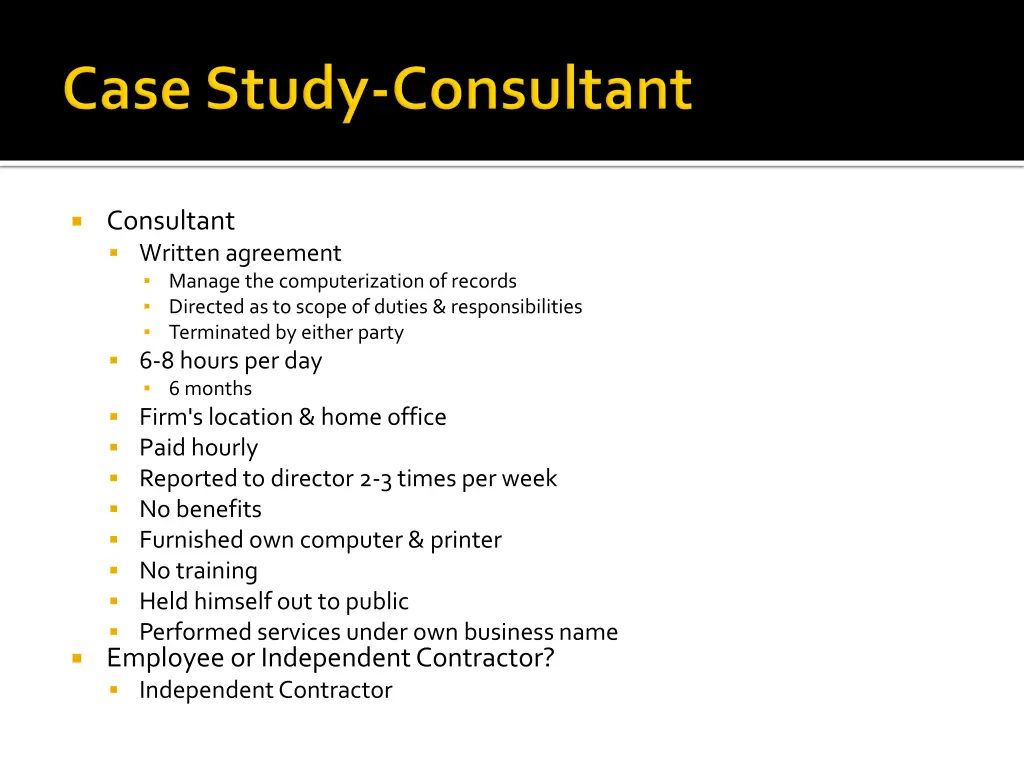 consultant written agreement manage