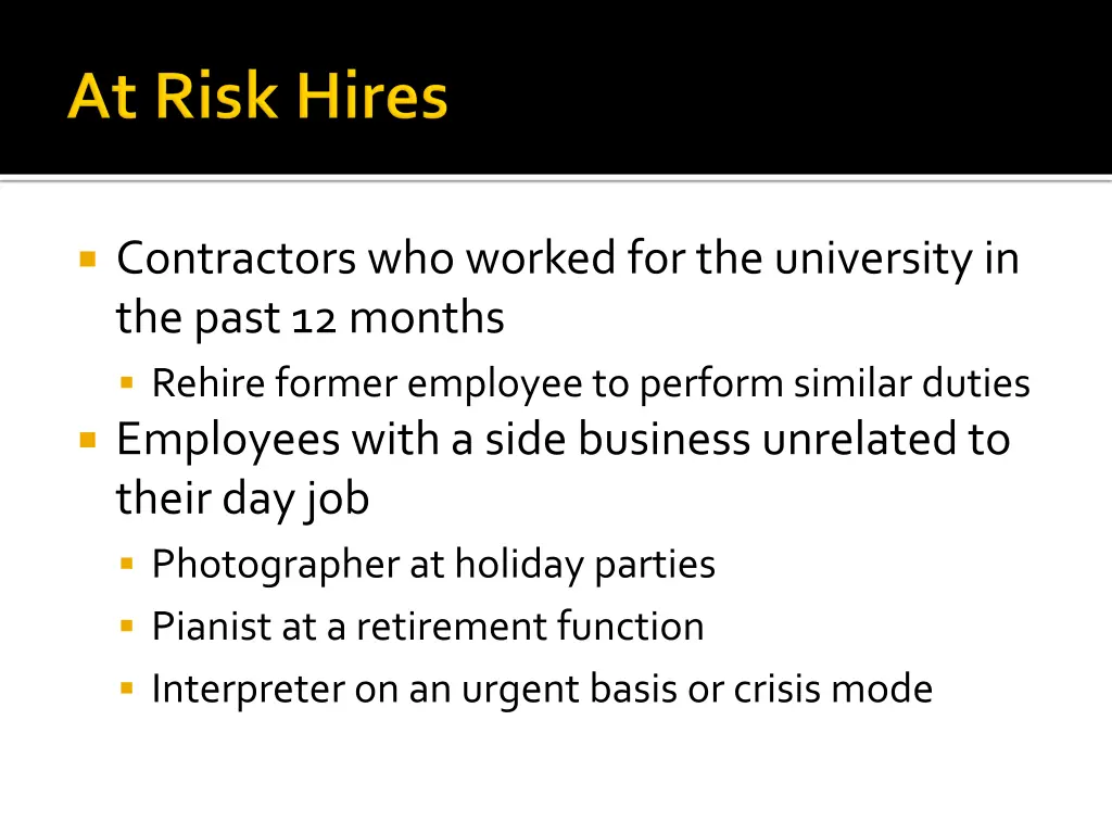 contractors who worked for the university