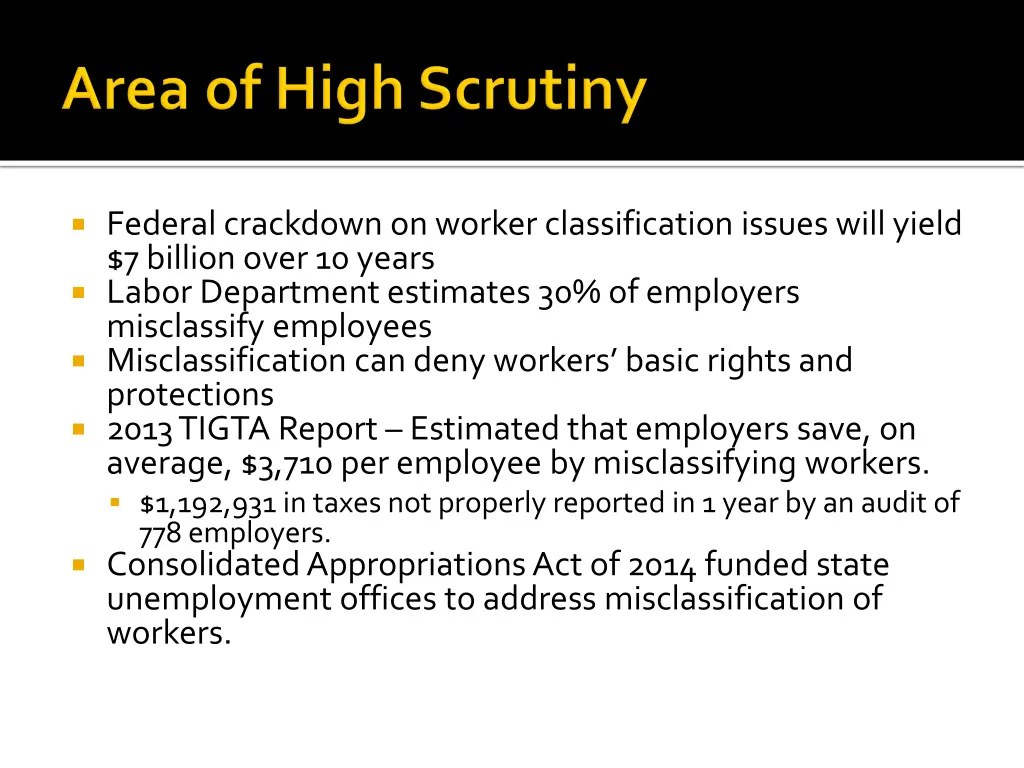 federal crackdown on worker classification issues