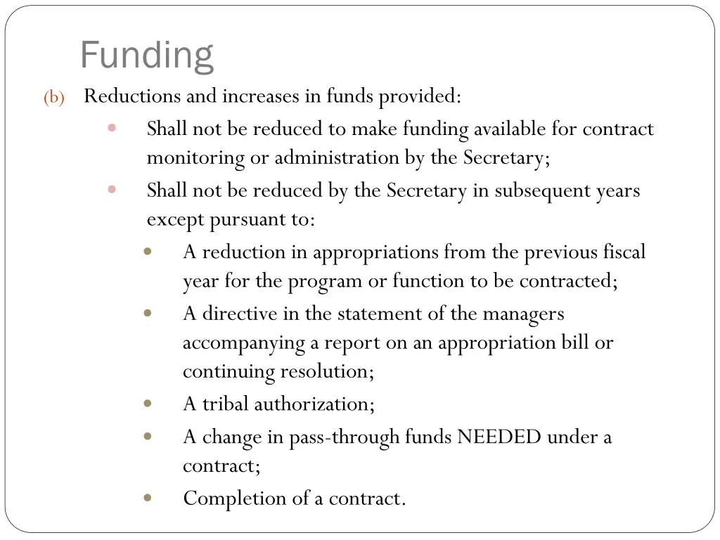 funding b reductions and increases in funds
