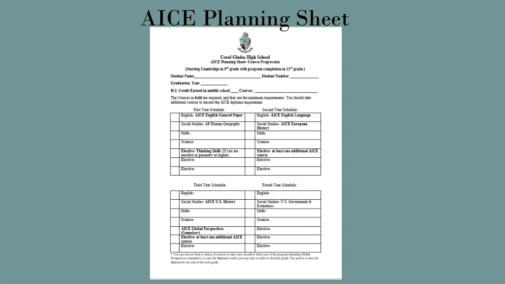 aice planning sheet
