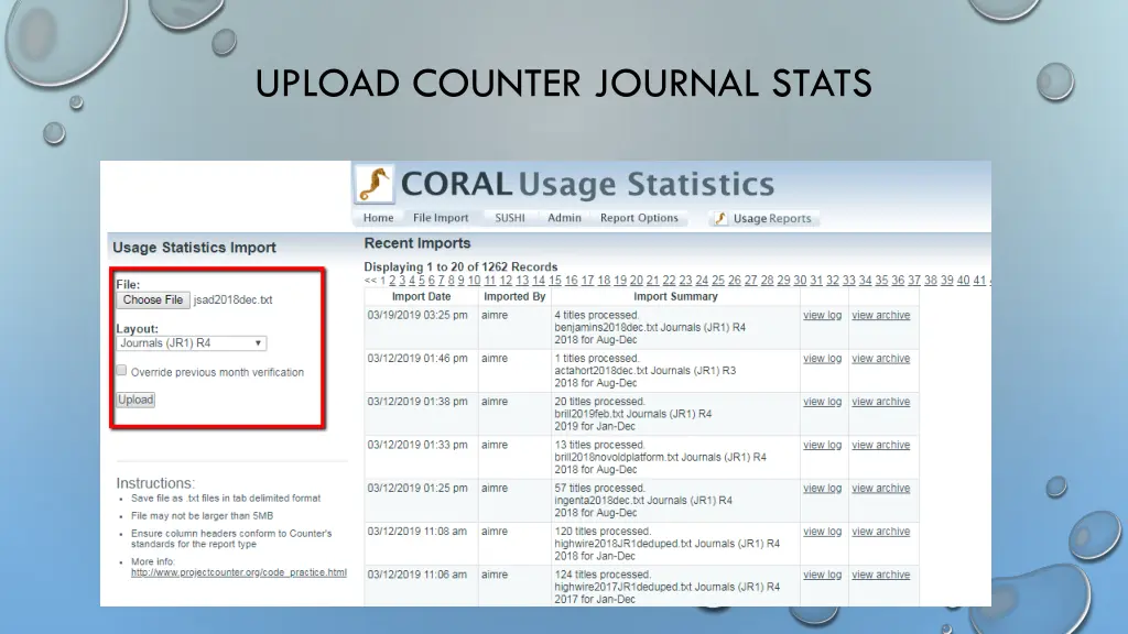 upload counter journal stats
