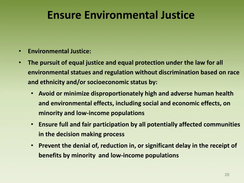 ensure environmental justice