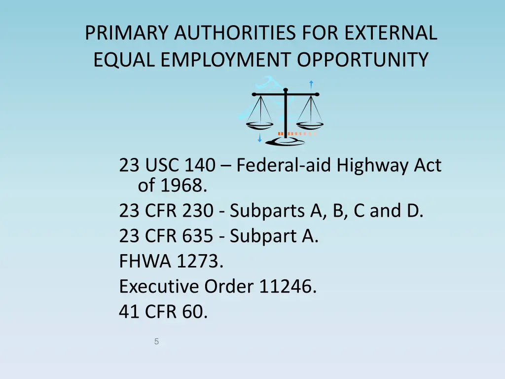 primary authorities for external equal employment