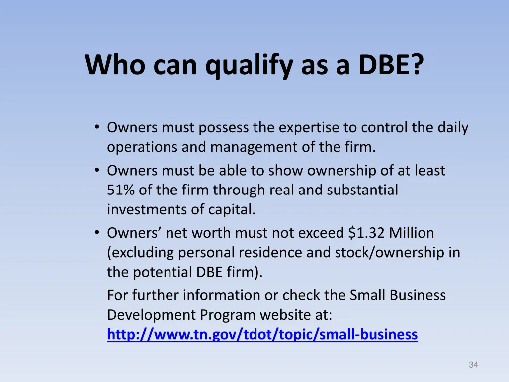 who can qualify as a dbe