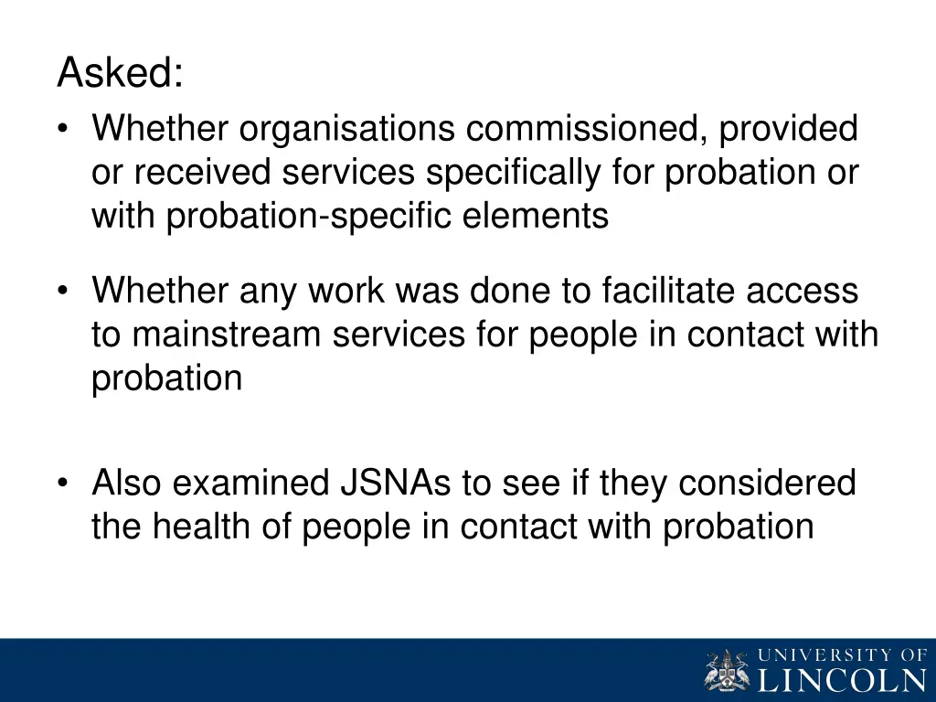 asked whether organisations commissioned provided
