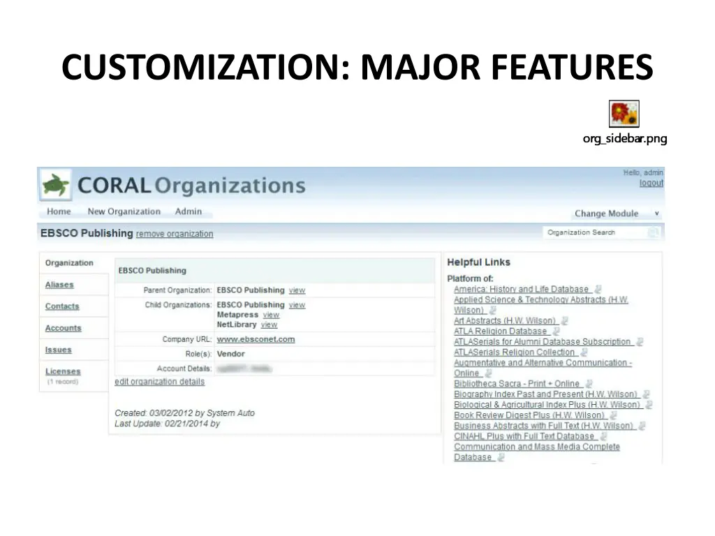customization major features