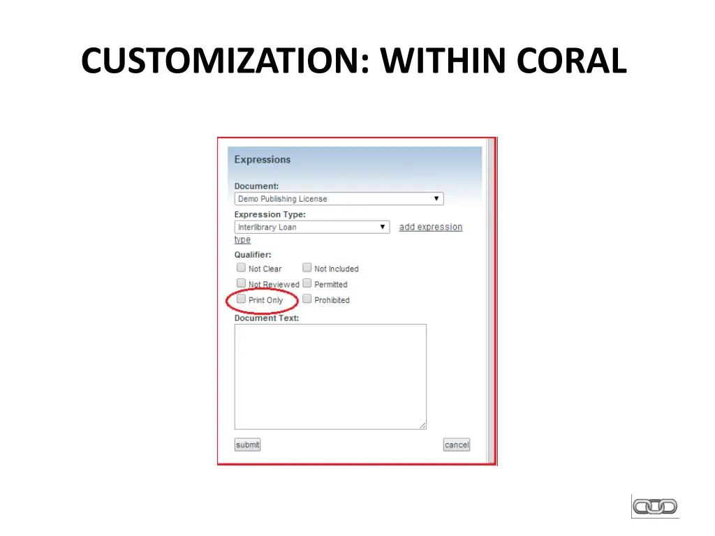 customization within coral 1