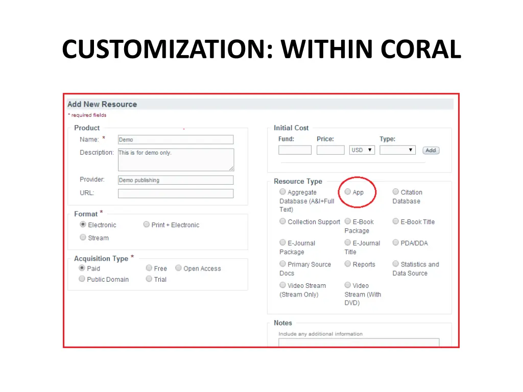 customization within coral