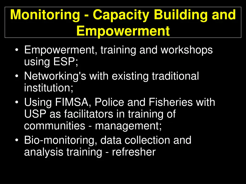 monitoring capacity building and empowerment