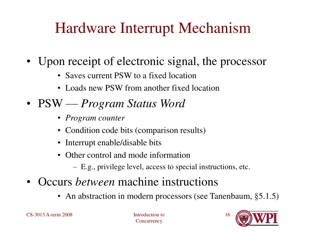 hardware interrupt mechanism