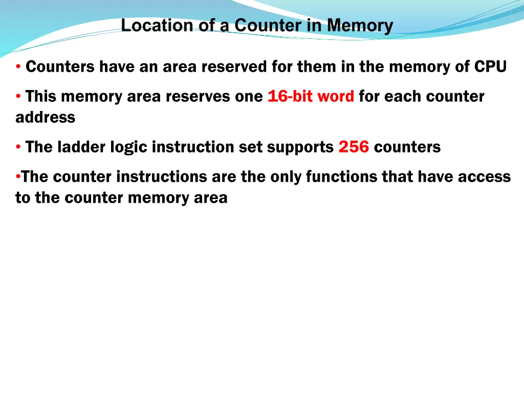 counters have an area reserved for them
