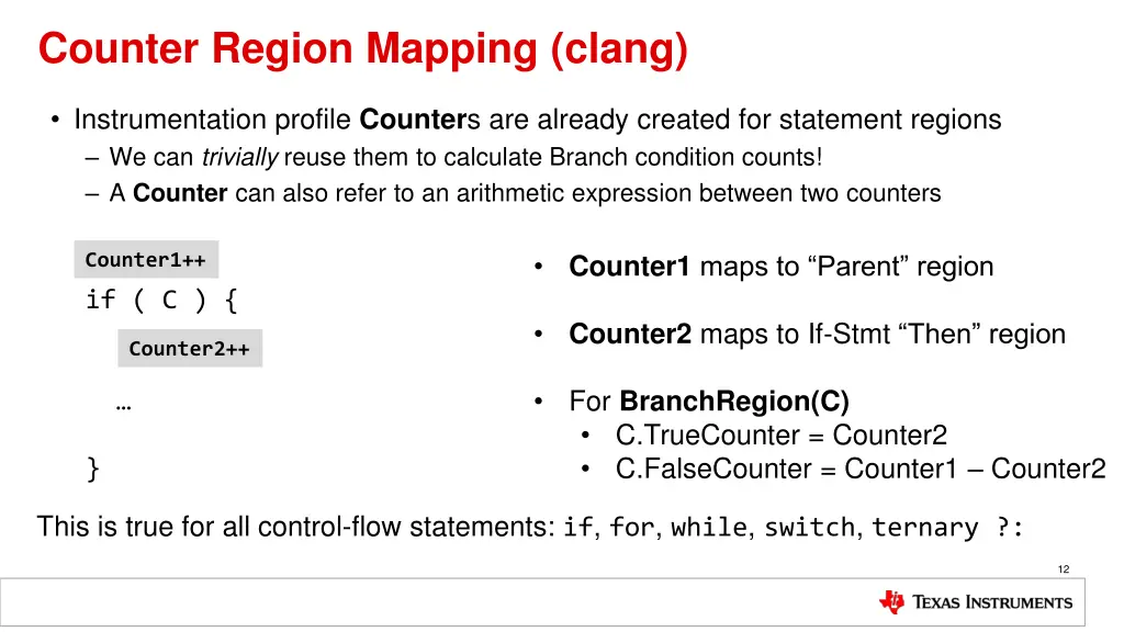 counter region mapping clang