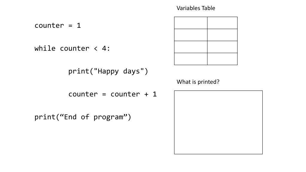 variables table 1