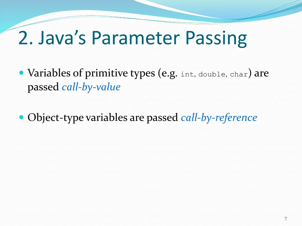 2 java s parameter passing