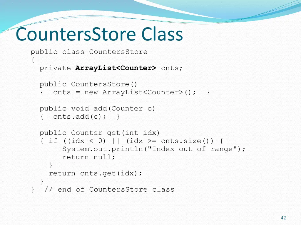 countersstore class public class countersstore