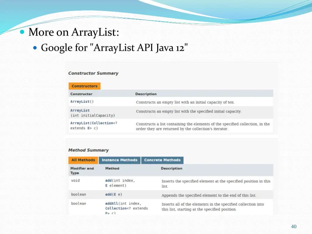 more on arraylist