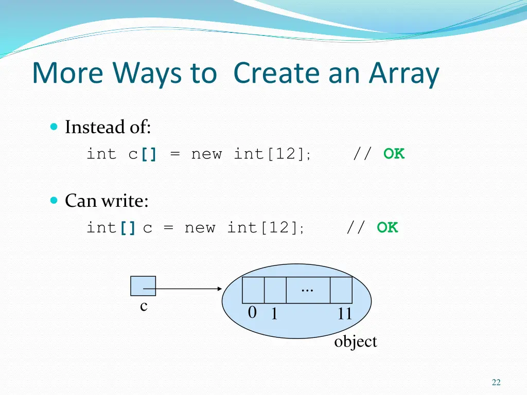 more ways to create an array