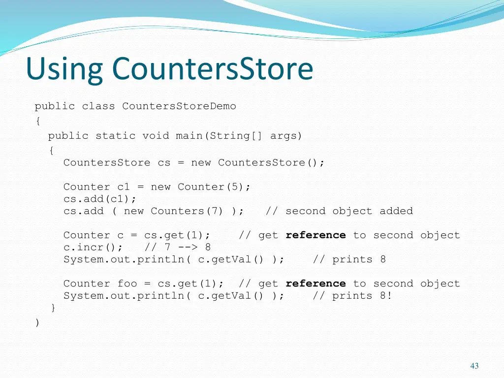 using countersstore