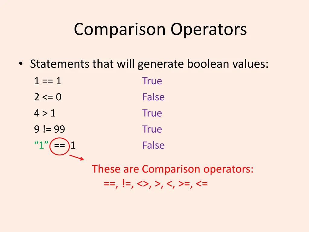 comparison operators