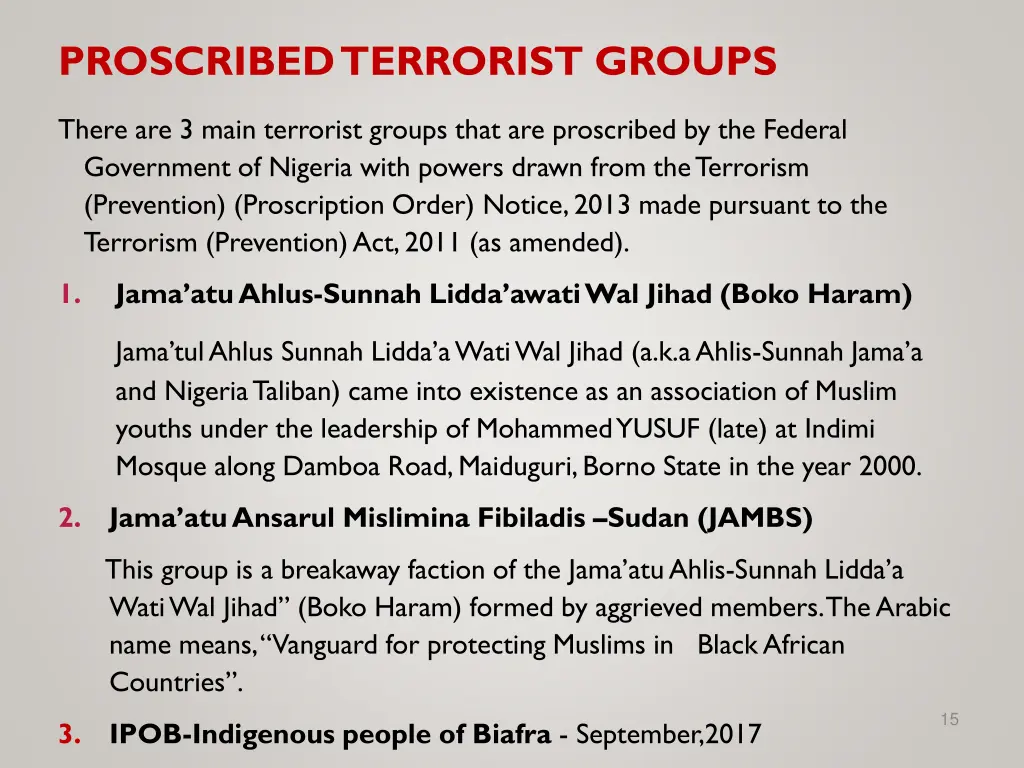 proscribed terrorist groups