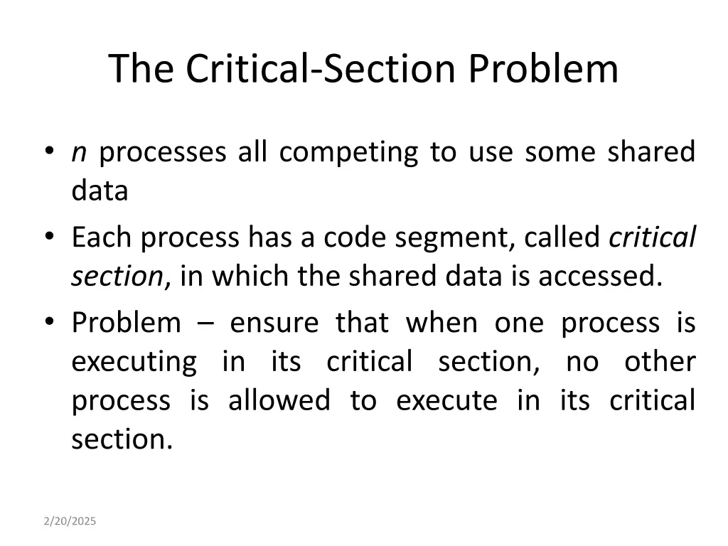 the critical section problem