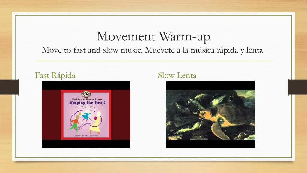 movement warm up move to fast and slow music