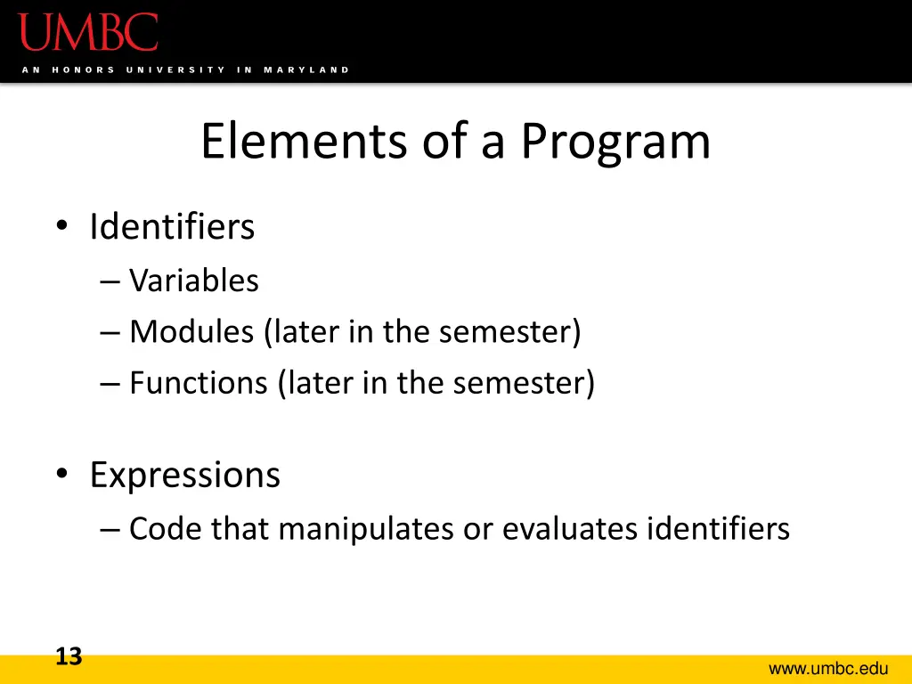 elements of a program