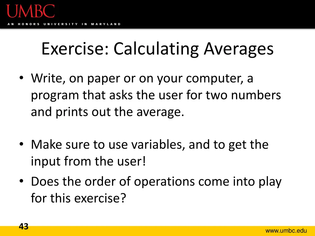 exercise calculating averages