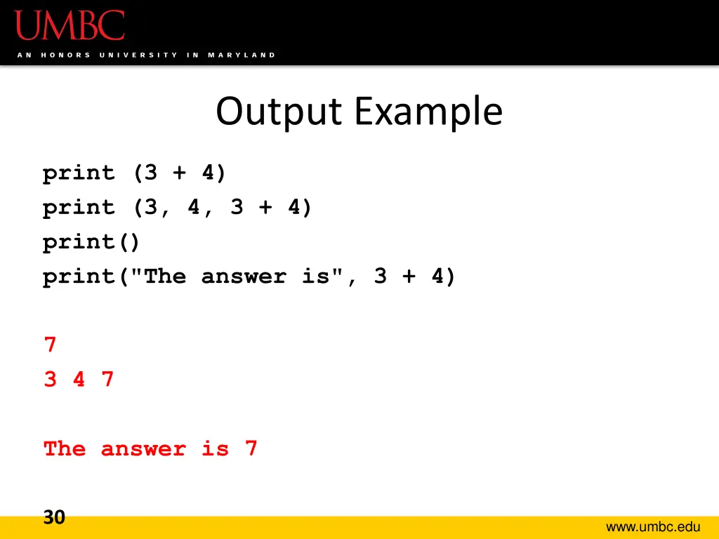output example