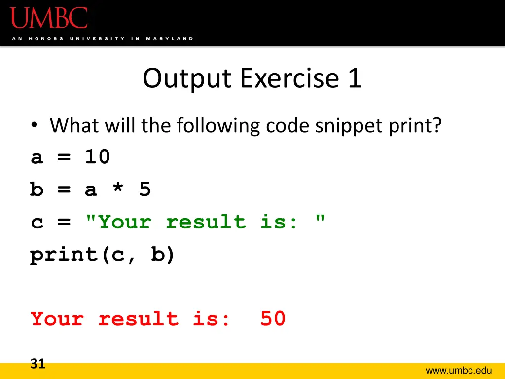 output exercise 1