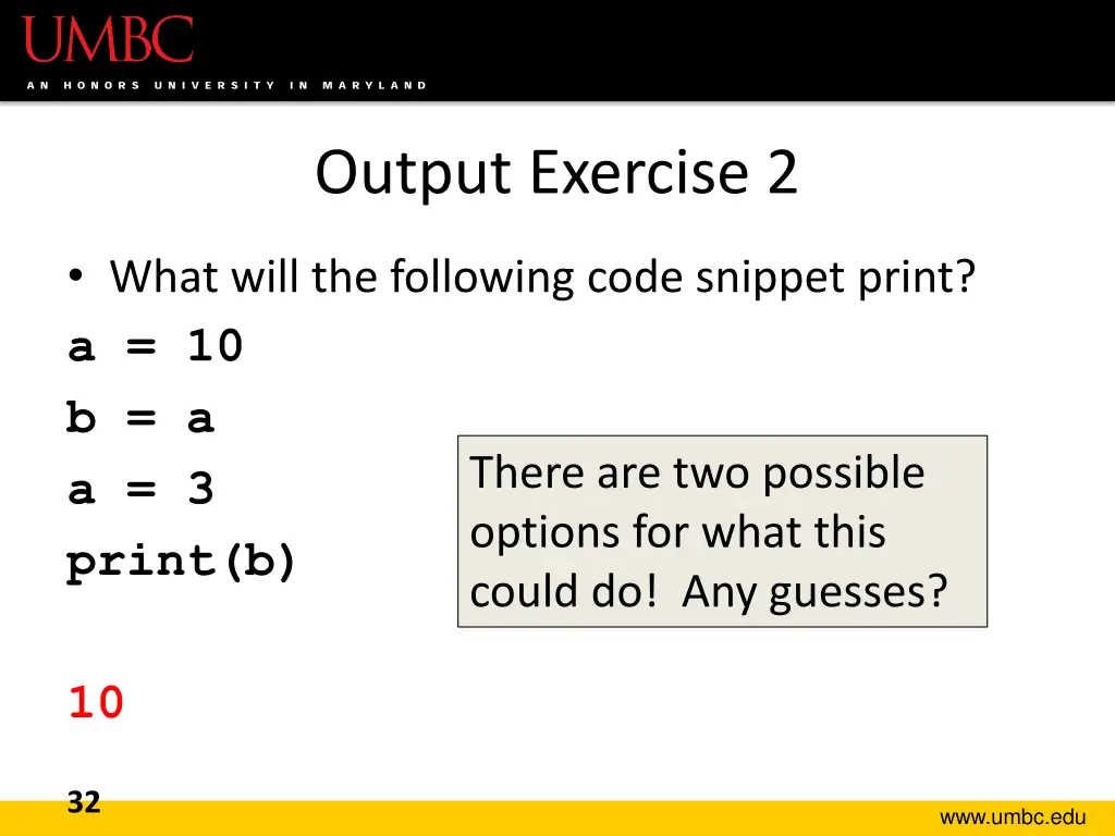 output exercise 2