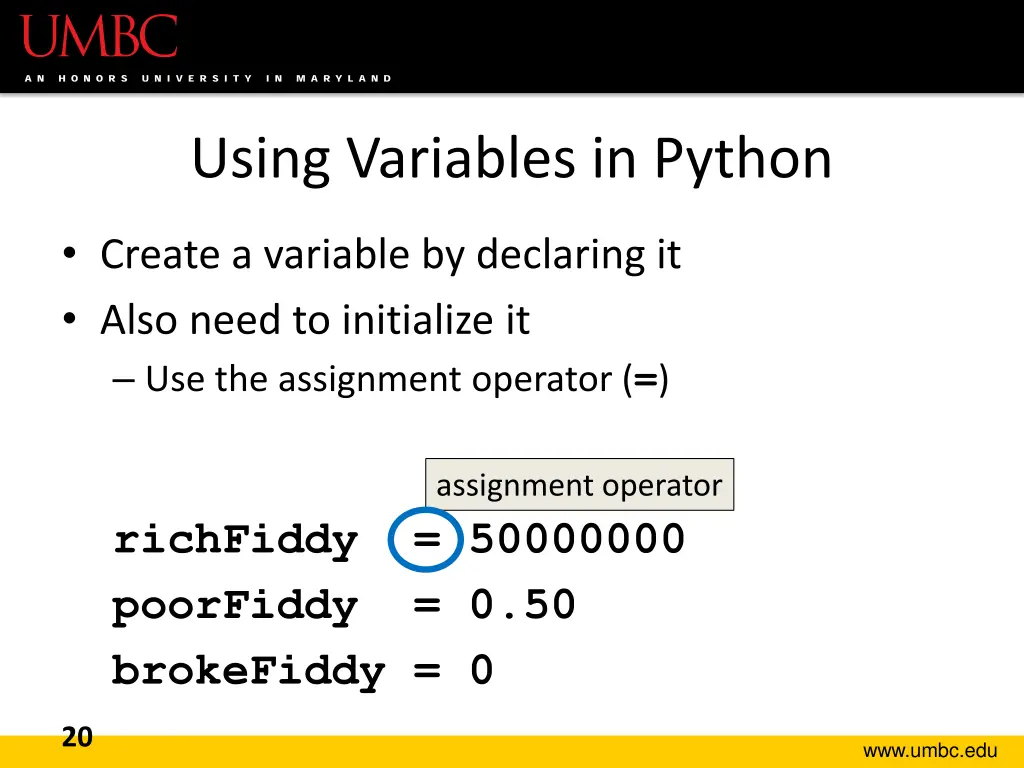 using variables in python