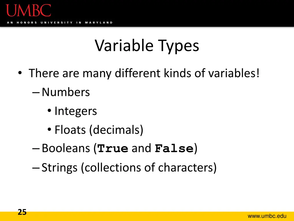 variable types