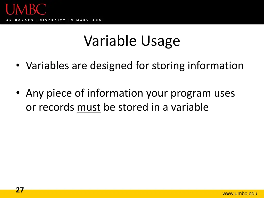 variable usage