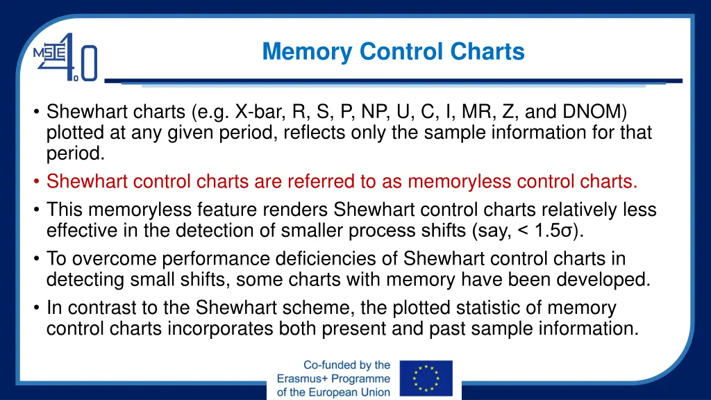 memory control charts