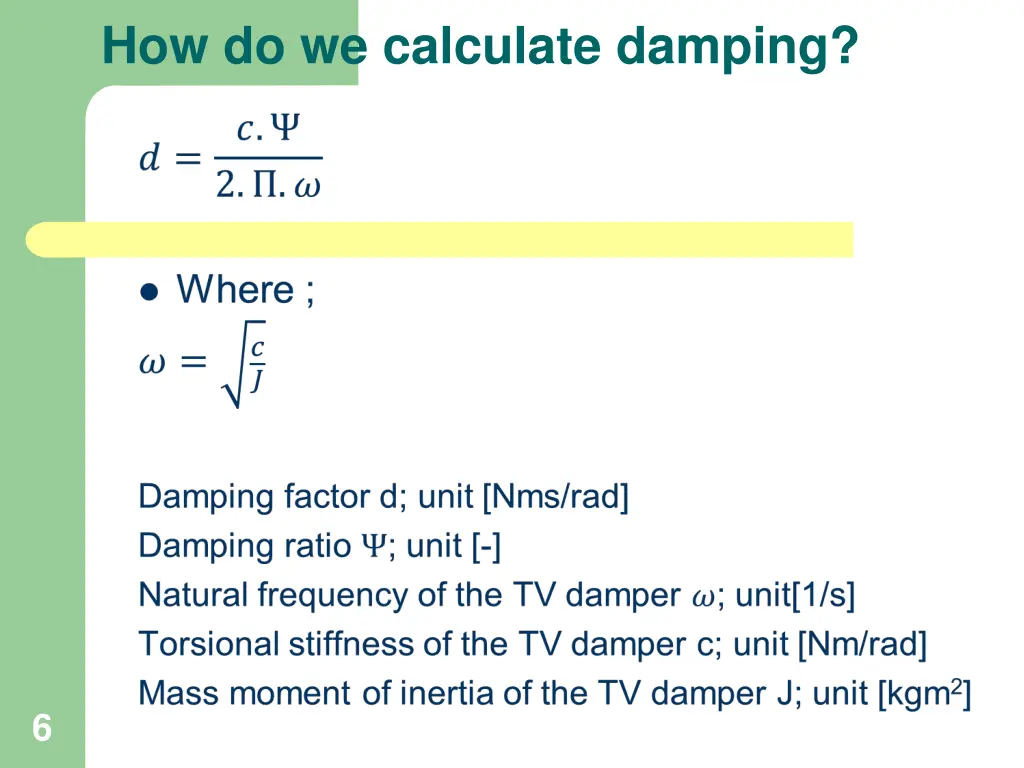how do we calculate damping