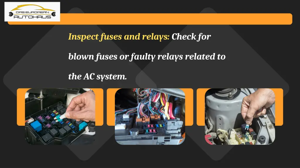inspect fuses and relays check for