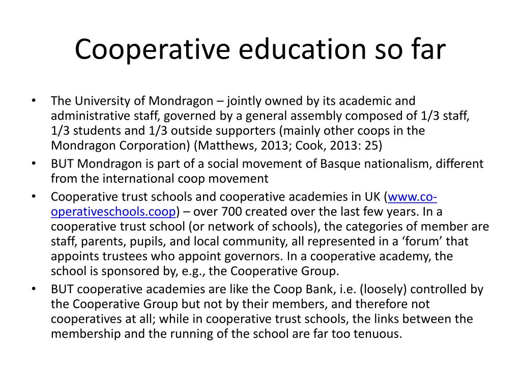 cooperative education so far