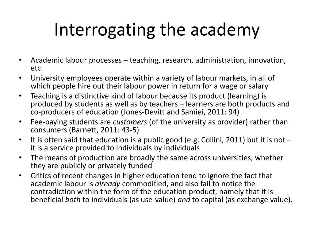 interrogating the academy