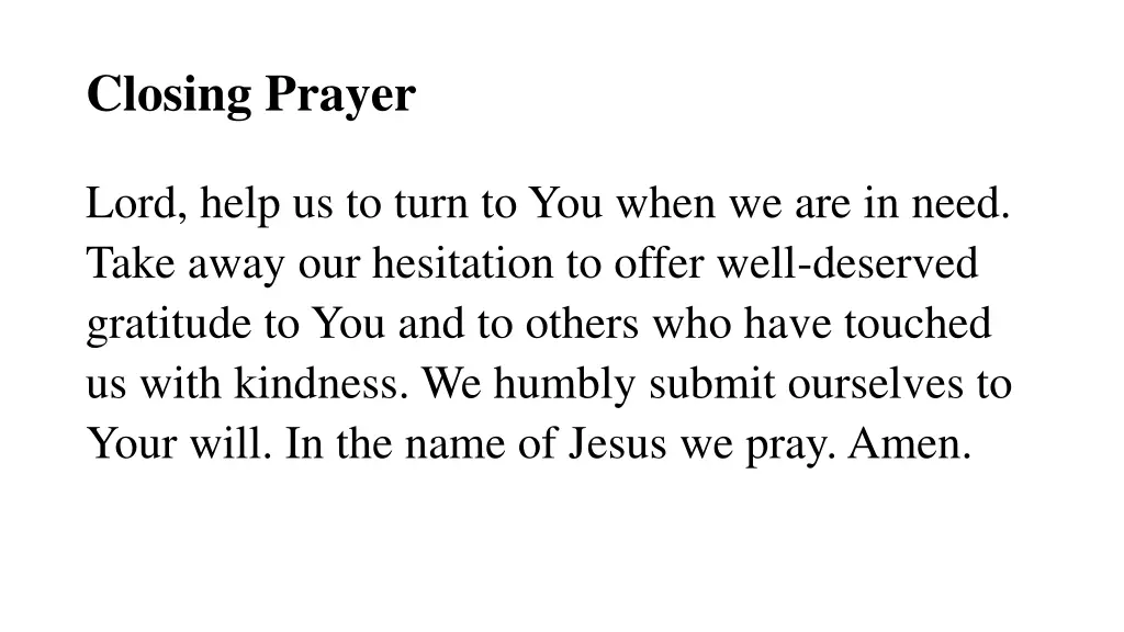 closing prayer