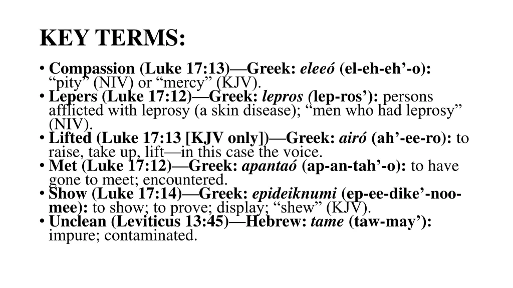 key terms compassion luke 17 13 greek elee