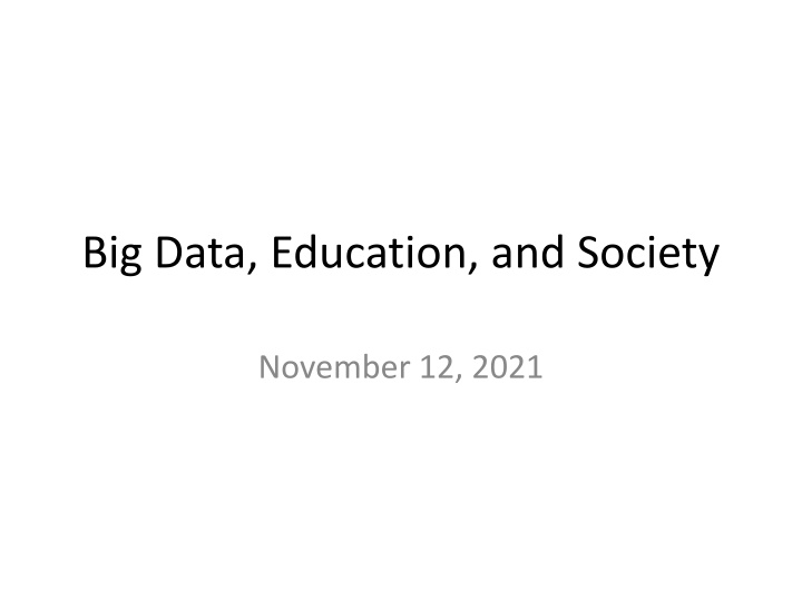 big data education and society