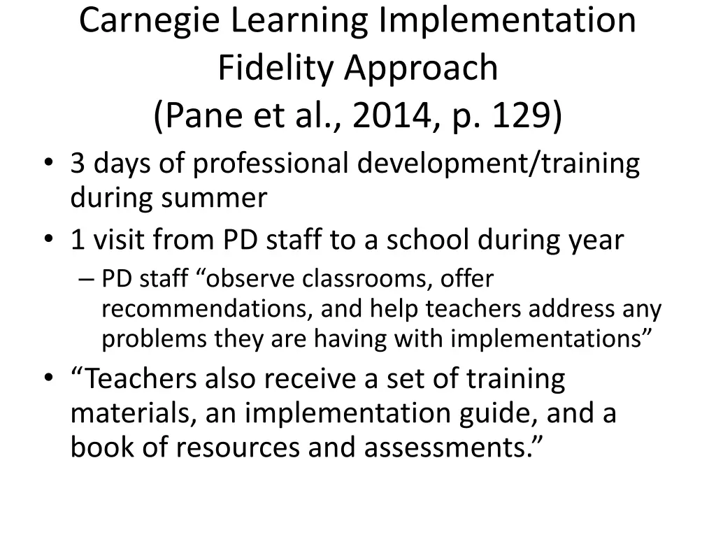 carnegie learning implementation fidelity