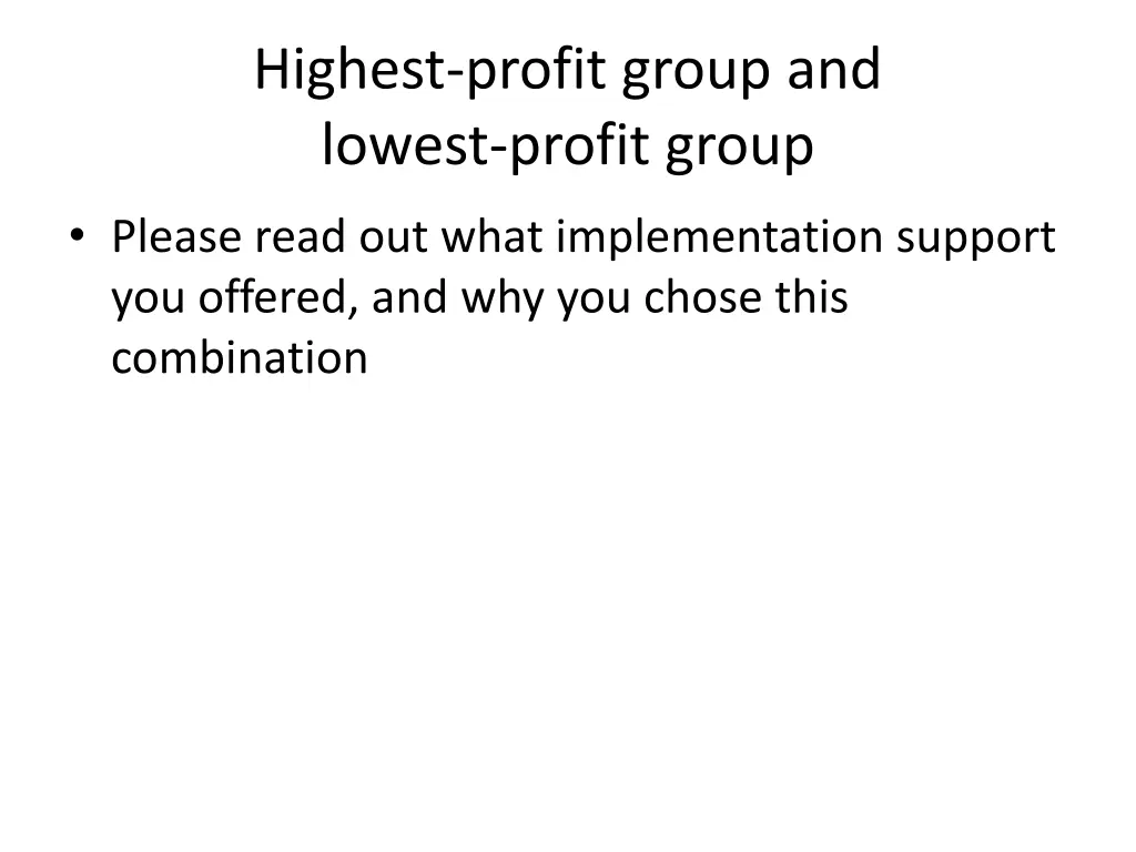 highest profit group and lowest profit group