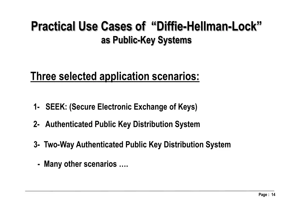practical use cases of diffie hellman lock