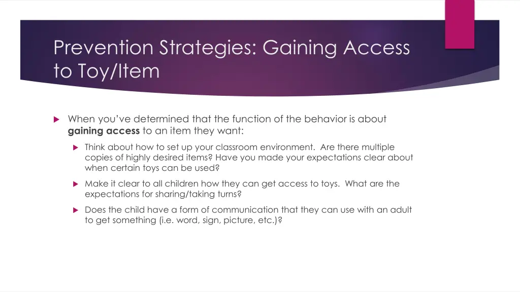 prevention strategies gaining access to toy item