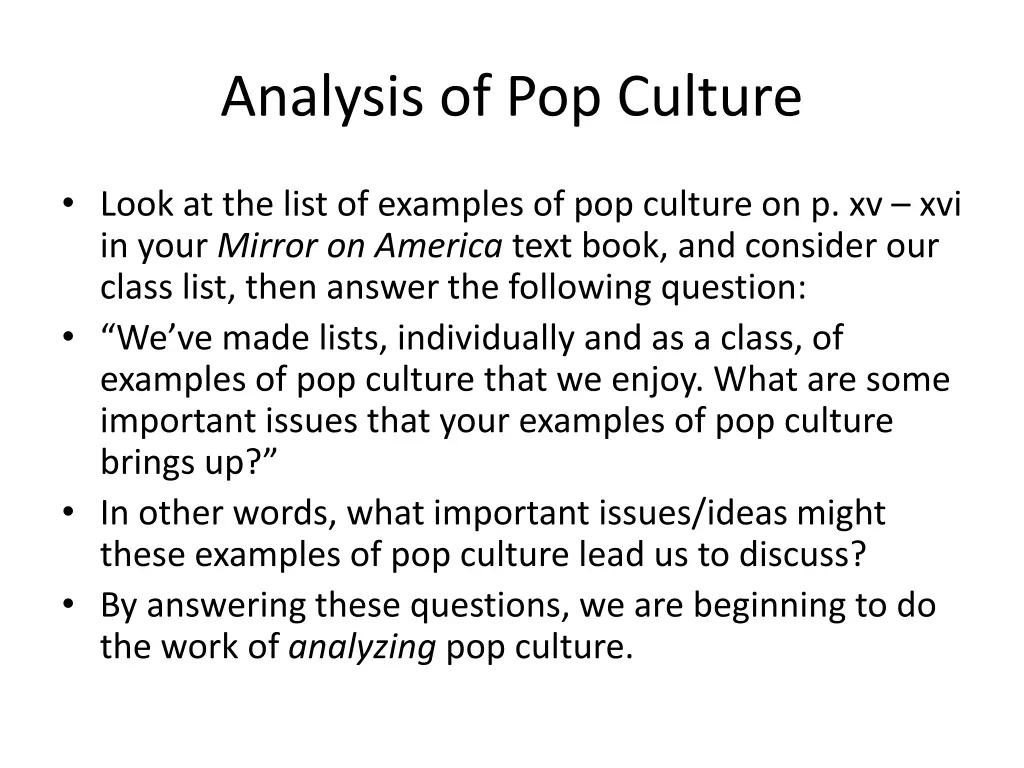 analysis of pop culture