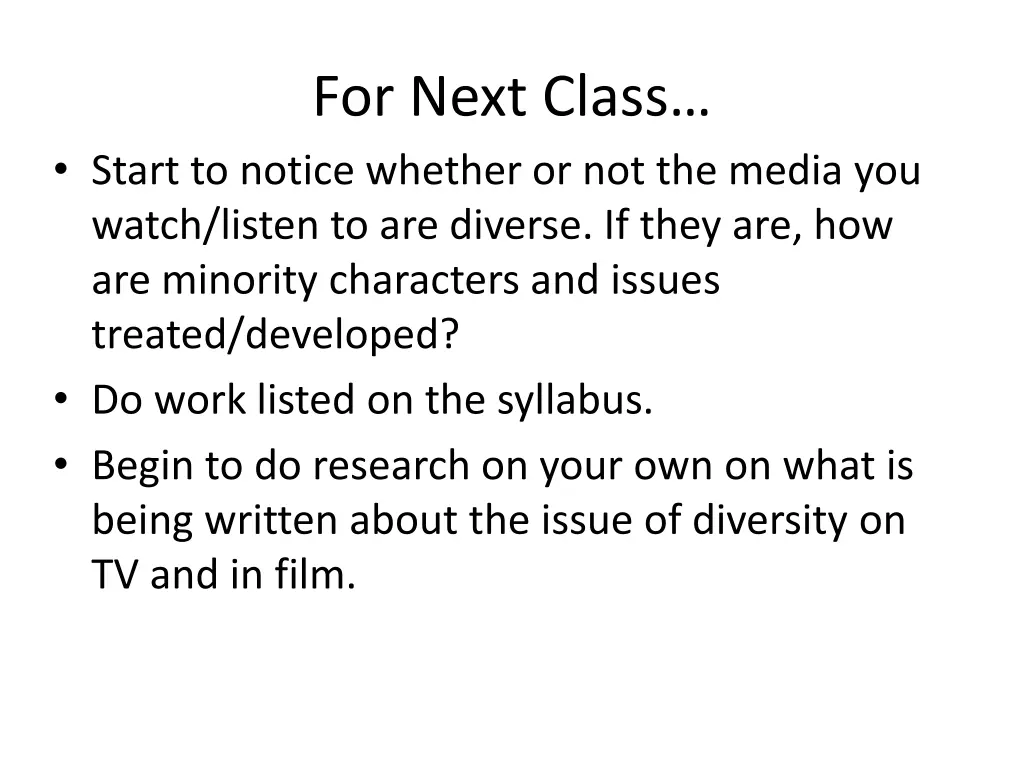 for next class