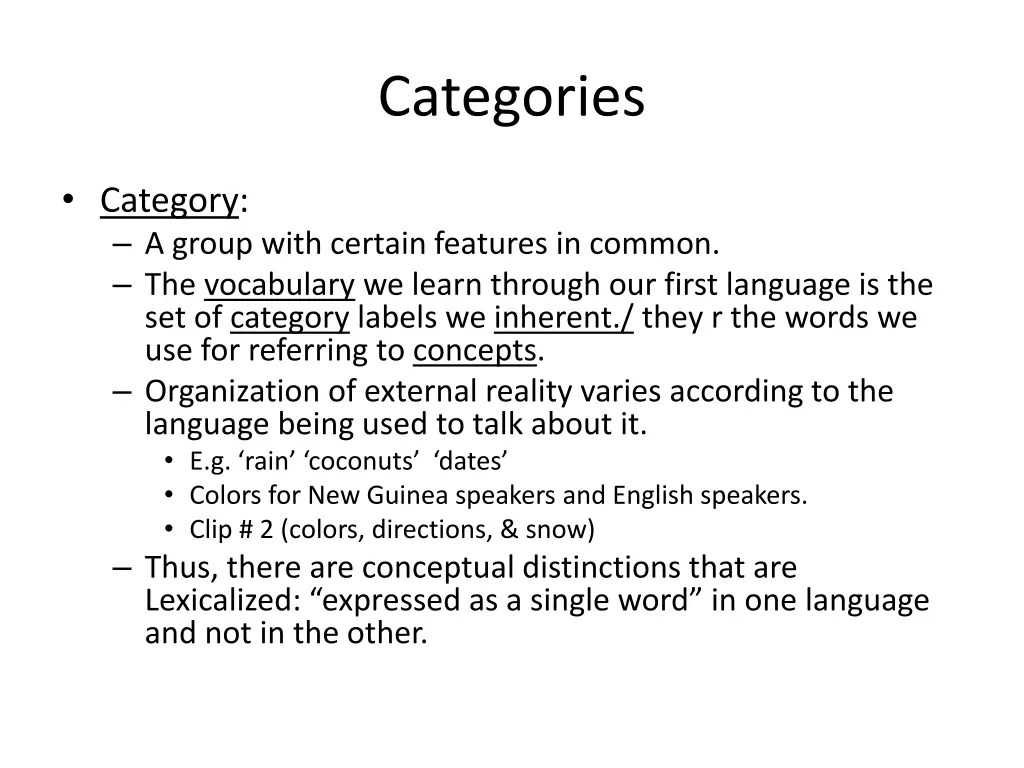 categories